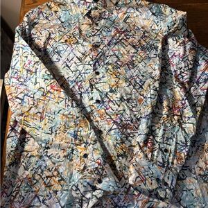 Multicolor J Cado Abstract Pattern Men's Casual Long Sleeve Button Shirt